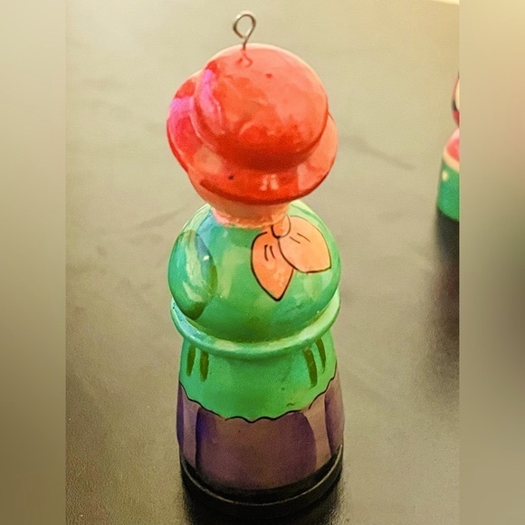 Three Folk Art Handpainted Figurine Ornaments - Picture 3 of 11